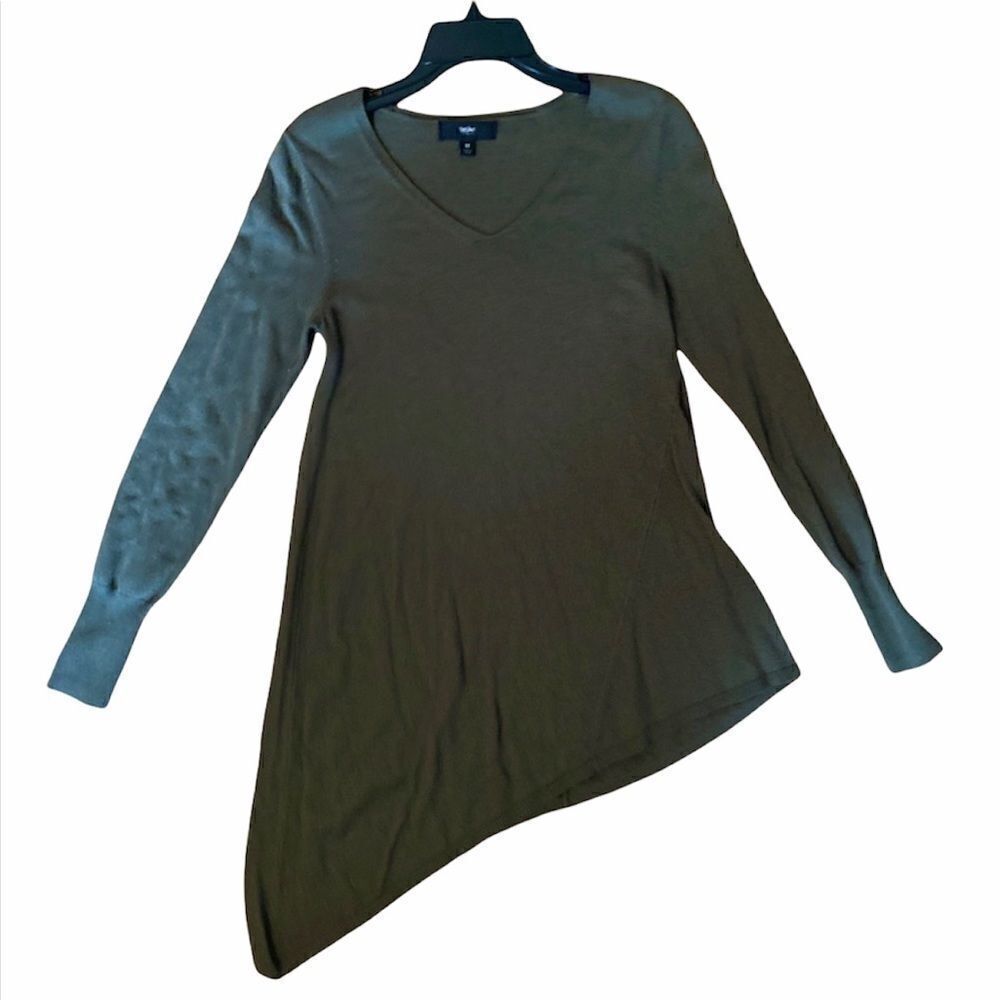 Green Mossimo Sweater Tunic Top Shirt Long Asymmetrical Fall M Medium